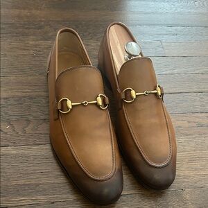 Gucci Brown Leather Loafers with Gold Detail